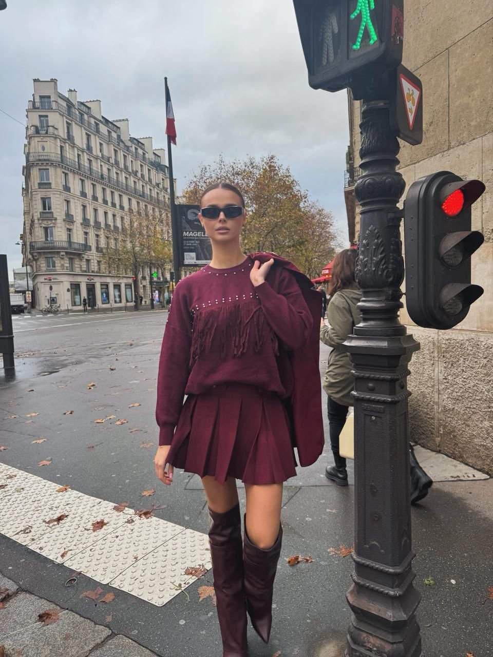 Maroon Fringe Sweater